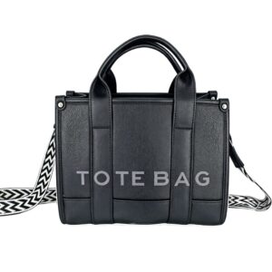 0803 BK Contrast Trim Tote Handbag