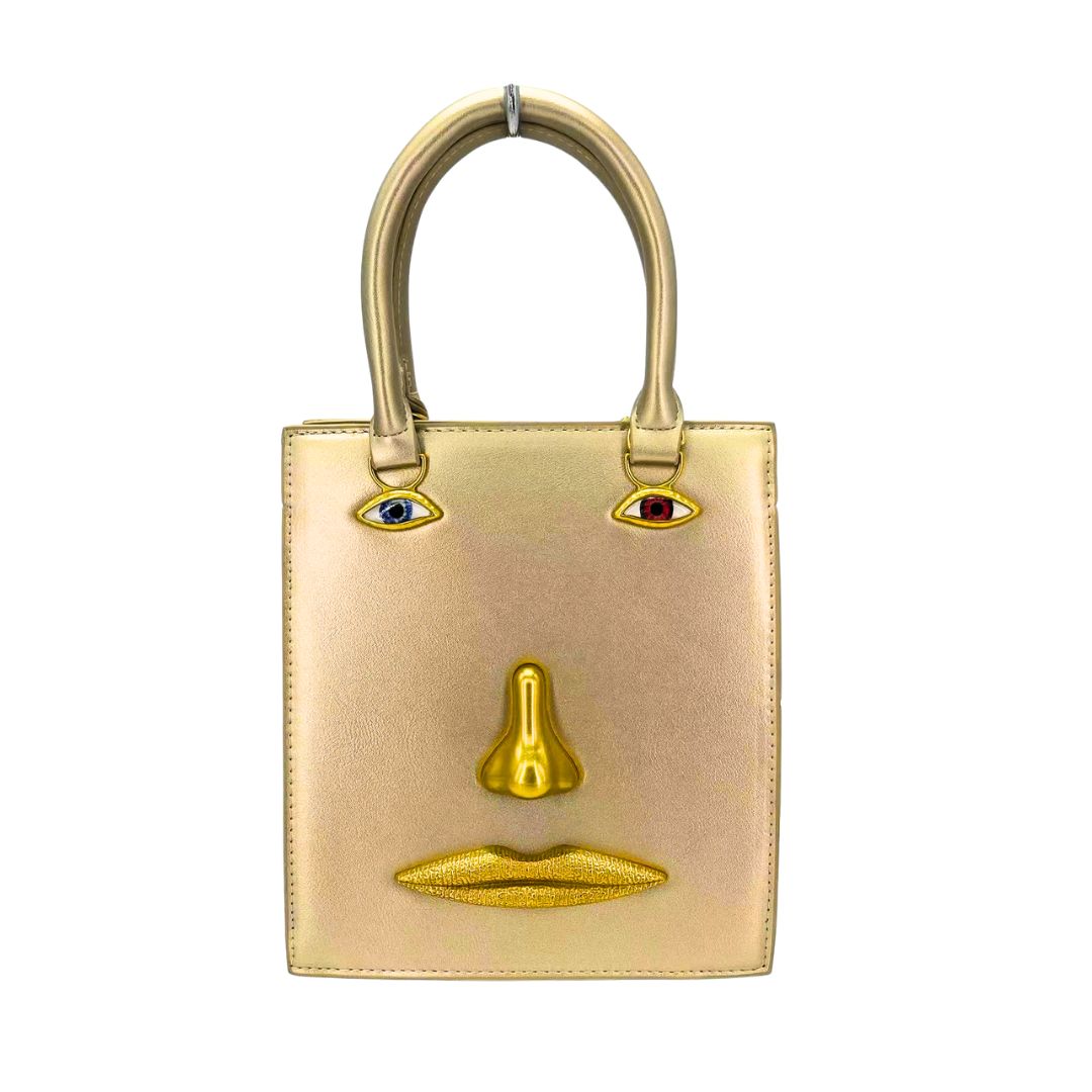 21034 GD Abstract Face Mini Top Handle Bag - Image 2
