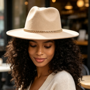 HA320080 GDLT Taki Chain Fedora Classic Hat