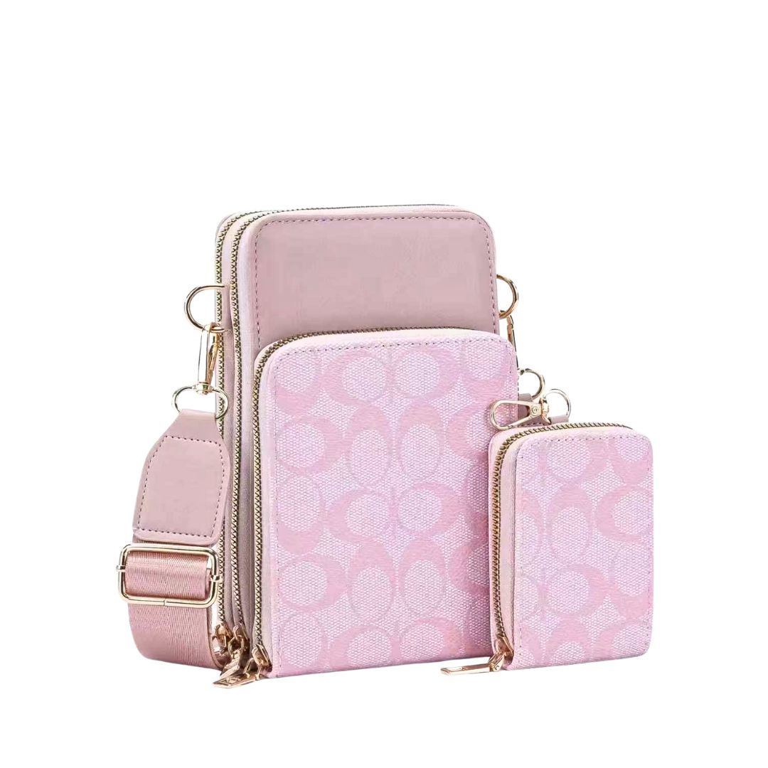 636 PK Printed Phone Crossbody Bag(2 N 1)