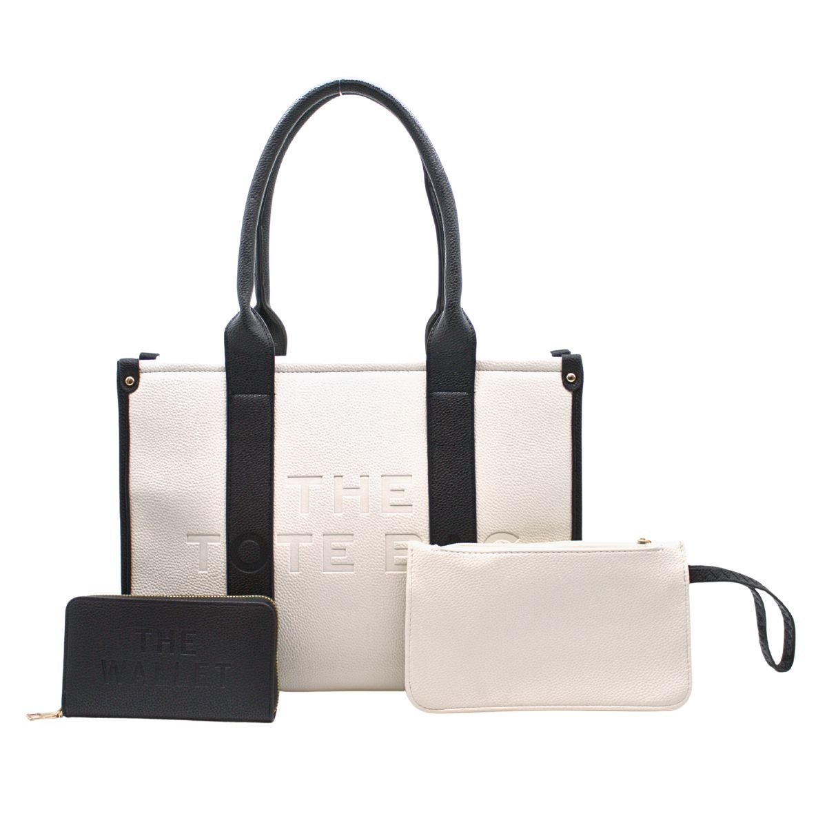 5101 WT Embossed Letter Tote Bag 3N1