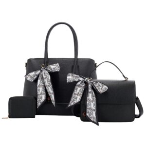 L2008 BK Floral Scarf Bag Set