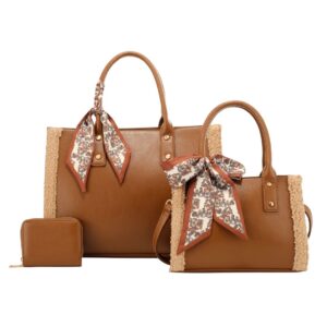 L2005 BR Frayed Trim Handbag Trio