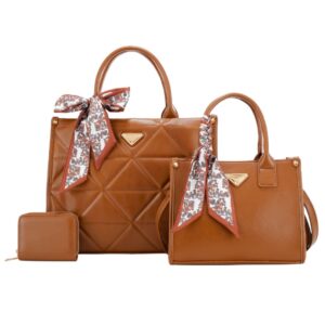 L2004 BR Quilted Scarf Handbag Set