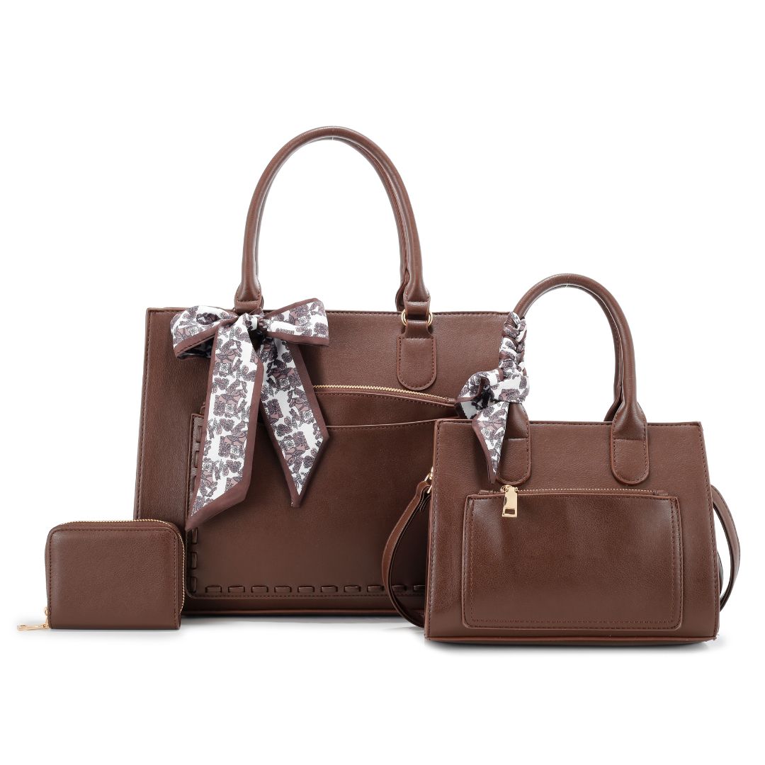 L2007 CF Retro Silk Scarf Fashion Tote Bag(3 N 1) - Image 2
