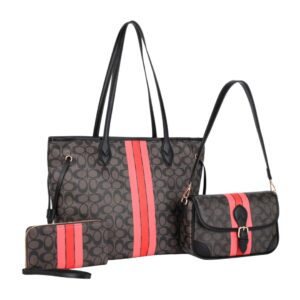 ZW-31958  CF/BK Signature Stripes Tote Set