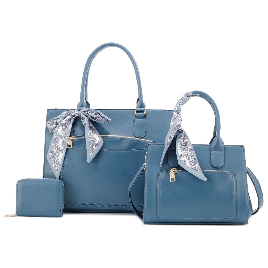 L2007 DBL Retro Silk Scarf Fashion Tote Bag(3 N 1)