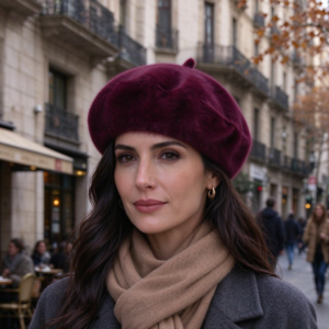 HA320066 BG Angora Beret Hat