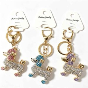 LZ-005 ASST Poodle Rhinestones Keychain (3pcs)