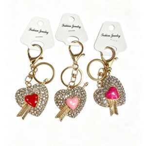 LZ-007 ASST Heart Rhinestones Keychain