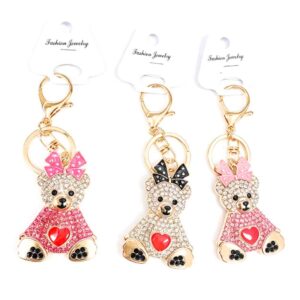 LZ-007 ASST Bunny With Bow Rhinestone Keychain (3pcs)