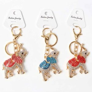 LZ-012 ASST Elephant Rhinestones Keychain (3pcs)