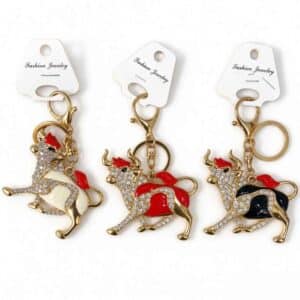 LZ-034 ASST Rhinestone Cow Design Keychain (3pics)