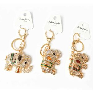 LZ-049 ASST Elephant Rhinestones Keychain (3pcs)