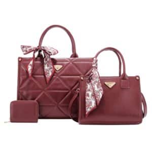 L2004 WN  Quilted Scarf Handbag Set